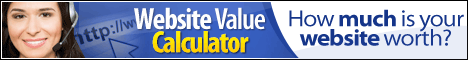 Website Value Calculator Banner - Use the free service to check your websites estimated value.