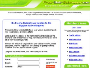 Free web submission website screenshot